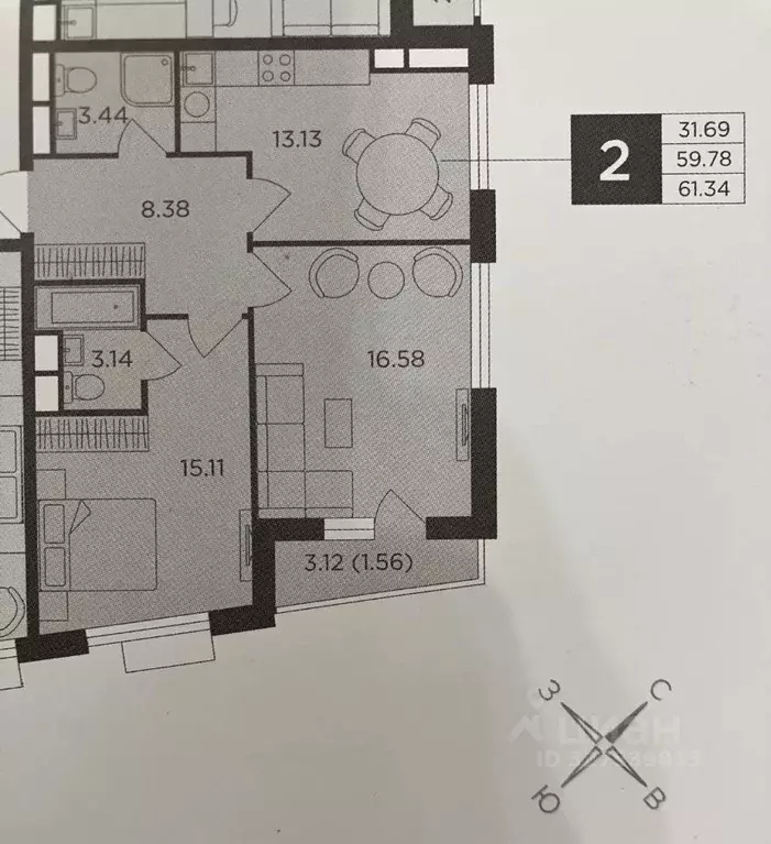 2-к кв. Москва Электролитный проезд, 7 (62.0 м) - Фото 1