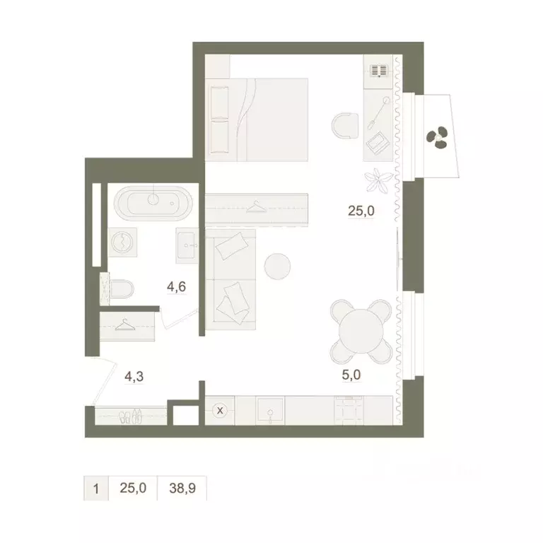 1-к кв. Башкортостан, Уфа Родина Парк жилой комплекс (38.9 м) - Фото 1