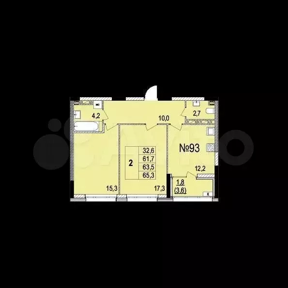 2-к. квартира, 70 м, 7/9 эт. - Фото 0