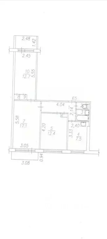 3-к кв. Кемеровская область, Новокузнецк ул. Ленина, 28 (60.0 м) - Фото 2