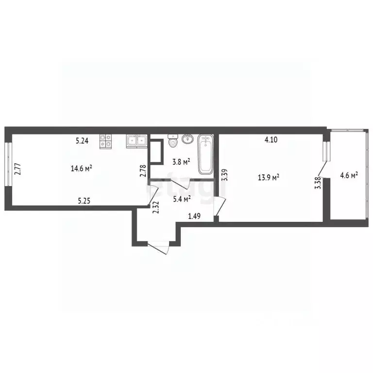 1-к кв. Санкт-Петербург ул. Русановская, 20к3 (37.7 м) - Фото 2