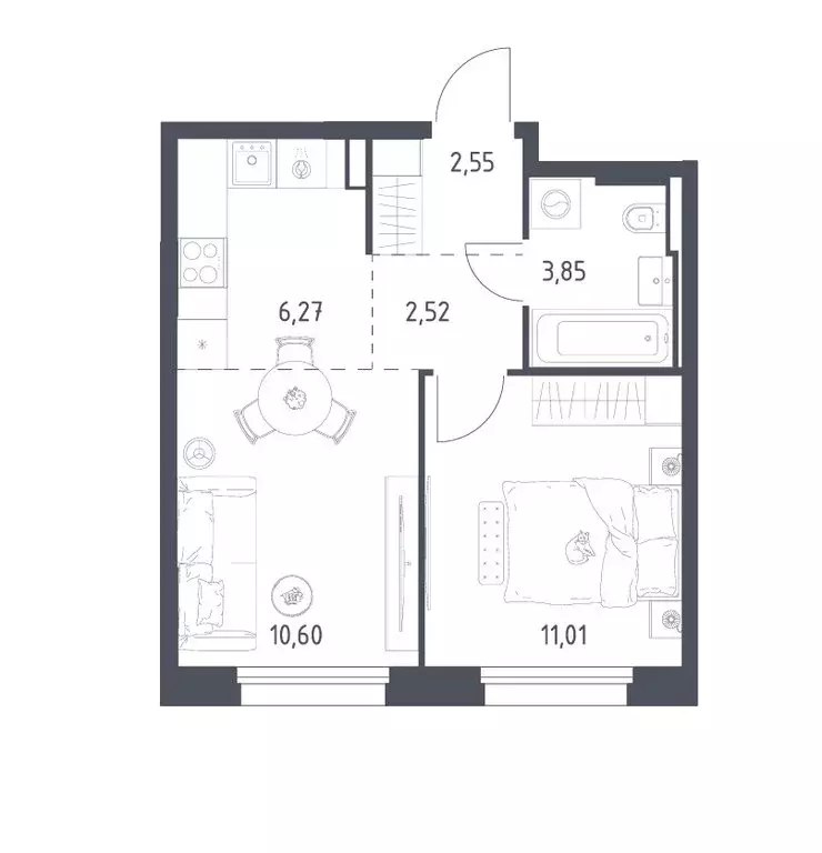 1-комнатная квартира: посёлок городского типа Заречье, Луговая улица, ... - Фото 1