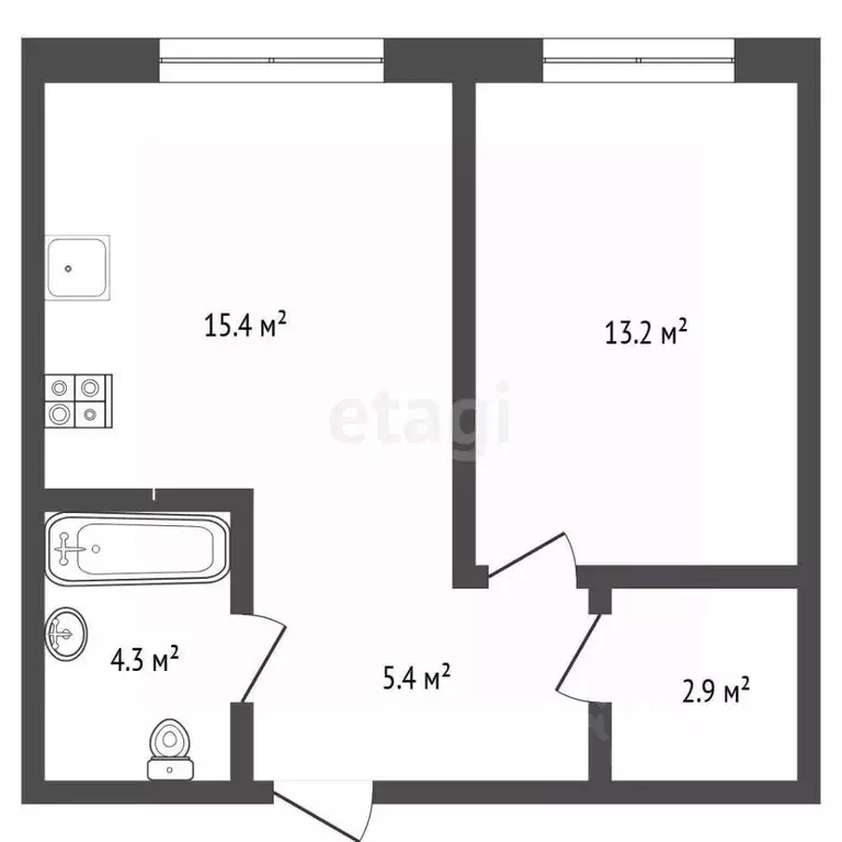1-к кв. Тюменская область, Тюмень Новгородская ул., 22 (41.6 м) - Фото 2