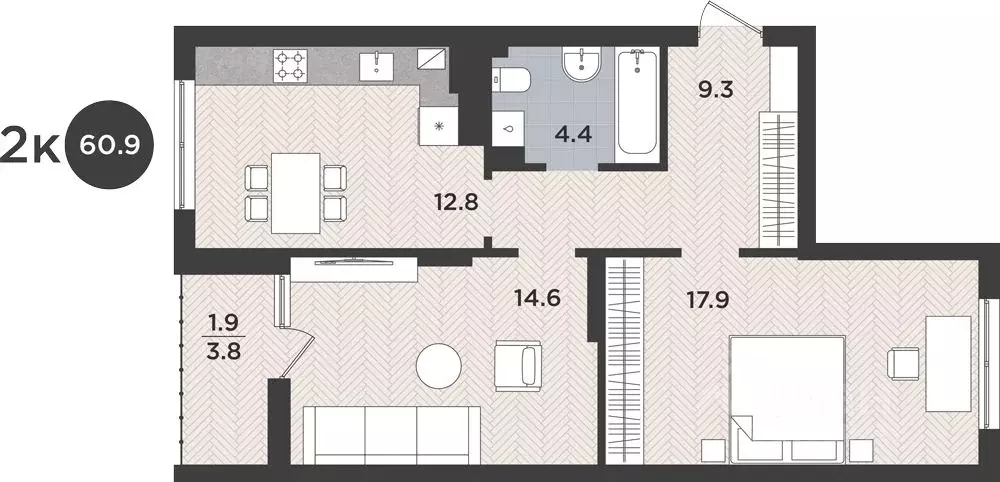 2-к кв. Калининградская область, Калининград Тихорецкая ул., 16к2 ... - Фото 1