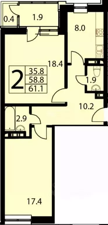 2-к кв. Московская область, Ленинский городской округ, пос. Развилка ... - Фото 2