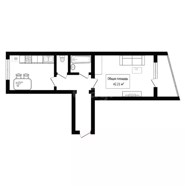 1-к кв. Новосибирская область, Новосибирск Спортивная ул., 13 (42.21 ... - Фото 2