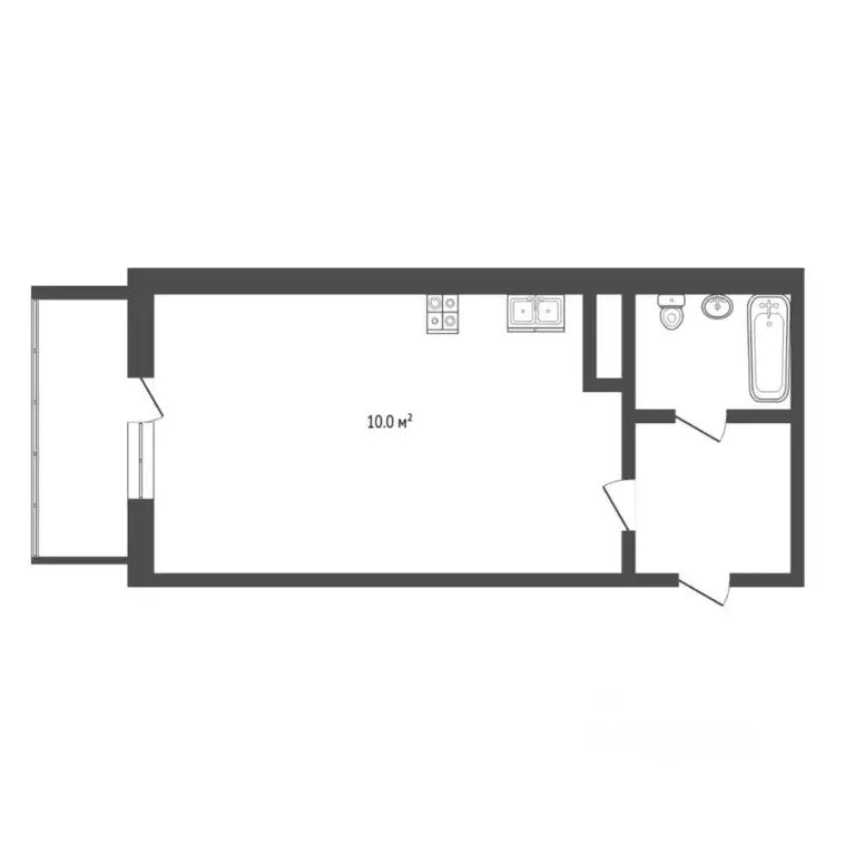 Студия Тюменская область, Тюмень ул. Дмитрия Менделеева, 2к1 (33.0 м) - Фото 2