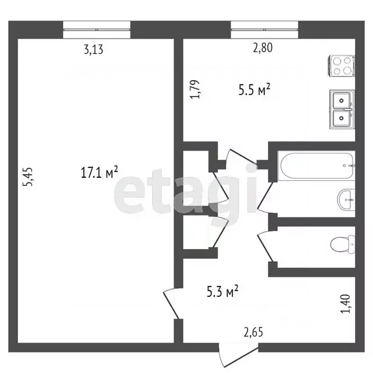 1-к кв. Ямало-Ненецкий АО, Новый Уренгой Юбилейная ул., 2 (30.9 м) - Фото 1