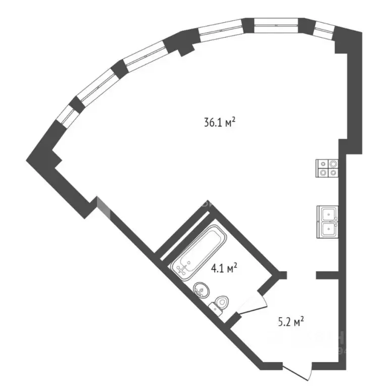 1-к кв. Тюменская область, Тюмень ул. Чернышевского, 2Бк11 (44.6 м) - Фото 1