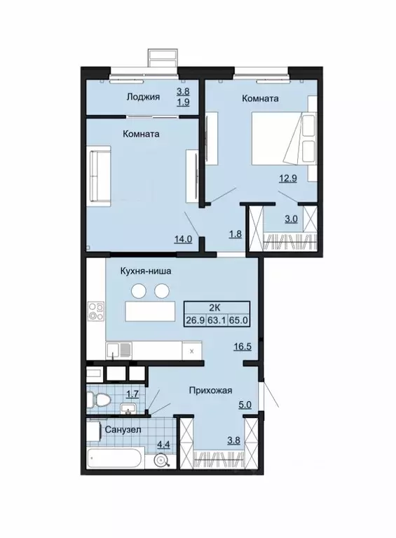 2-к кв. Владимирская область, Ковров ул. Любецкая, 5/2 (65.0 м) - Фото 0