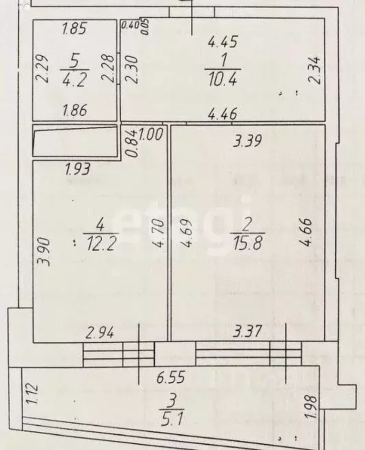 1-к кв. Татарстан, Казань Комсомольская ул., 1 (42.6 м) - Фото 2