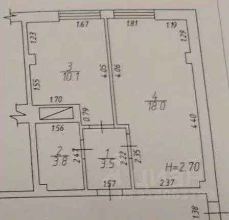 Квартира, 1 комната, 35.4 м - Фото 1