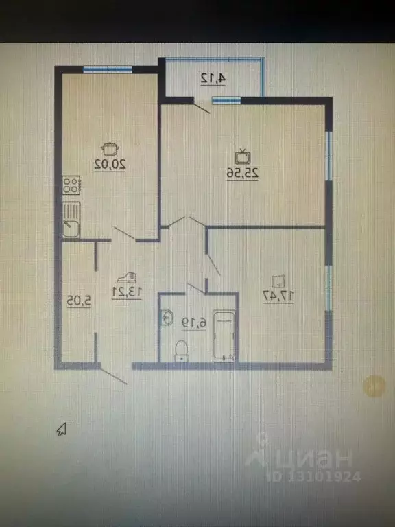 2-к кв. Тамбовская область, Тамбов Лермонтовская ул., 74 (87.0 м) - Фото 1