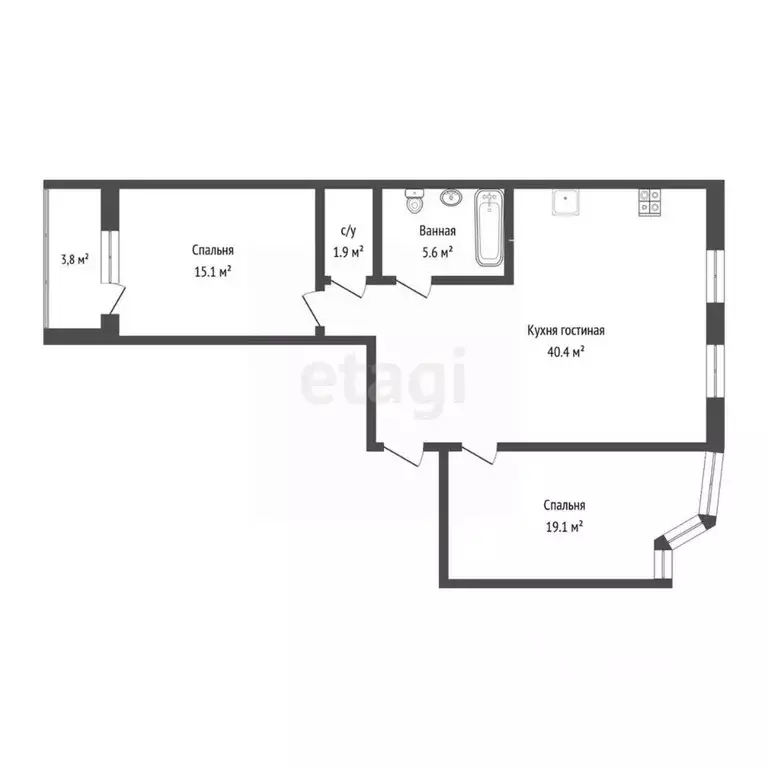 2-к кв. Тюменская область, Тюмень ул. Александра Матросова, 1к2 (82.1 ... - Фото 1