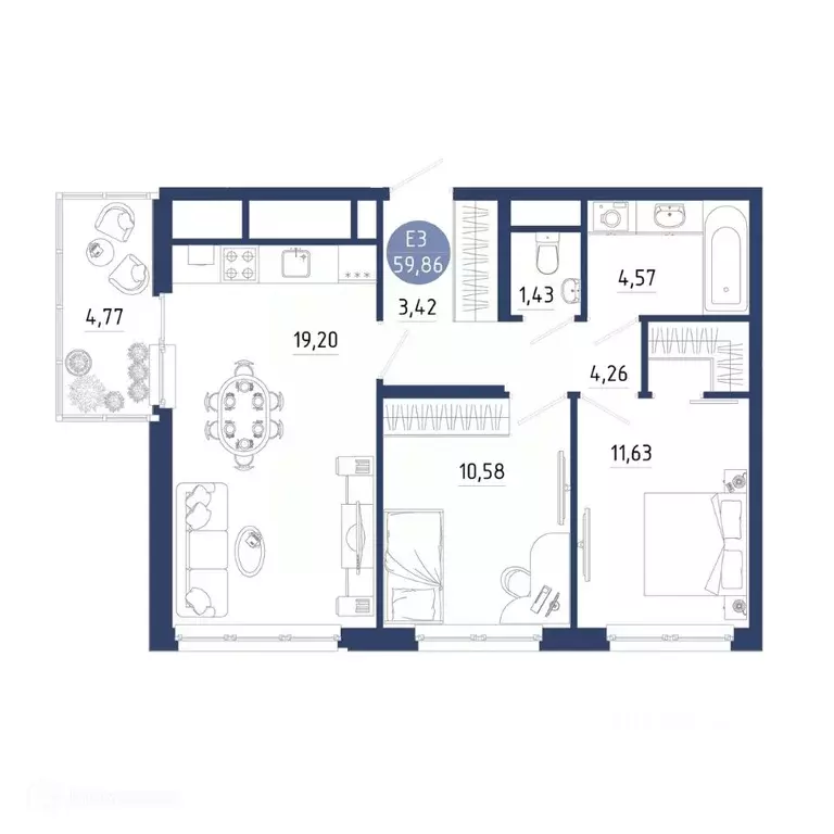 2-к кв. Рязанская область, Рязанский муниципальный округ, с. Дядьково ... - Фото 2
