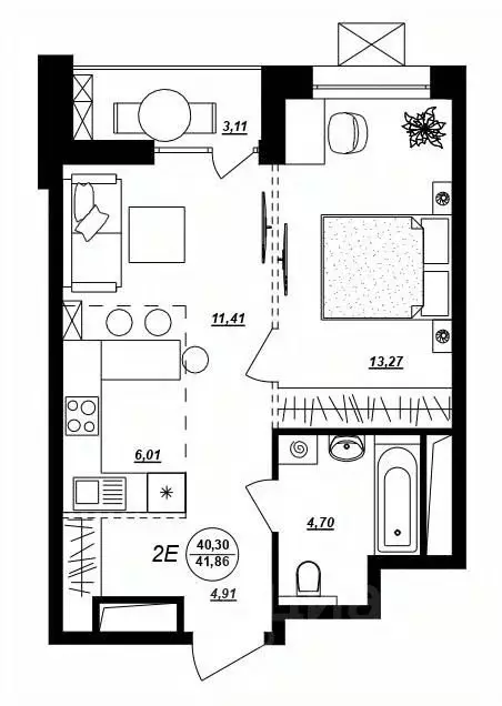 2-к кв. Хабаровский край, Хабаровск ул. Демьяна Бедного (41.86 м) - Фото 1