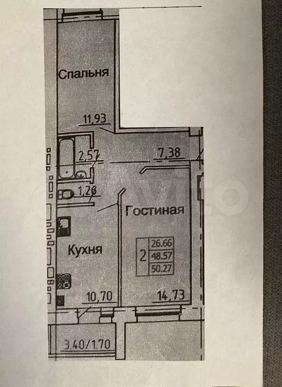 2-к. квартира, 49 м, 3/10 эт. - Фото 0
