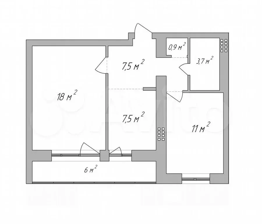 2-к. квартира, 50,5 м, 9/9 эт. - Фото 0