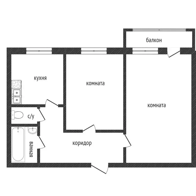 Квартира, 2 комнаты, 50.3 м - Фото 0