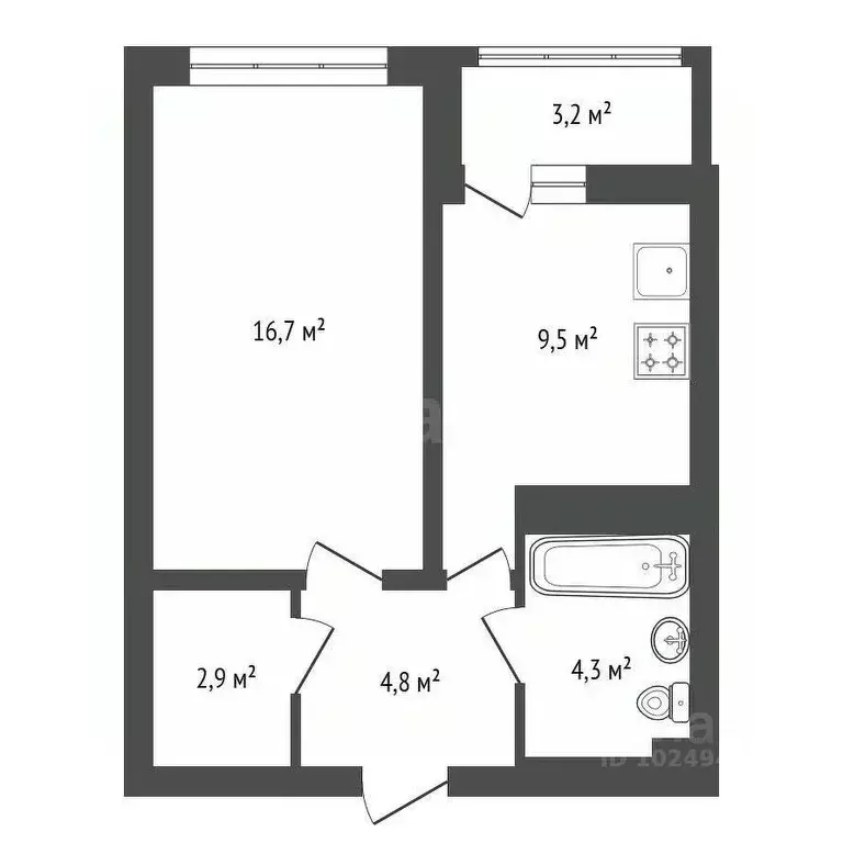 1-к кв. Башкортостан, Уфа ул. Гафури, 56 (37.9 м) - Фото 2