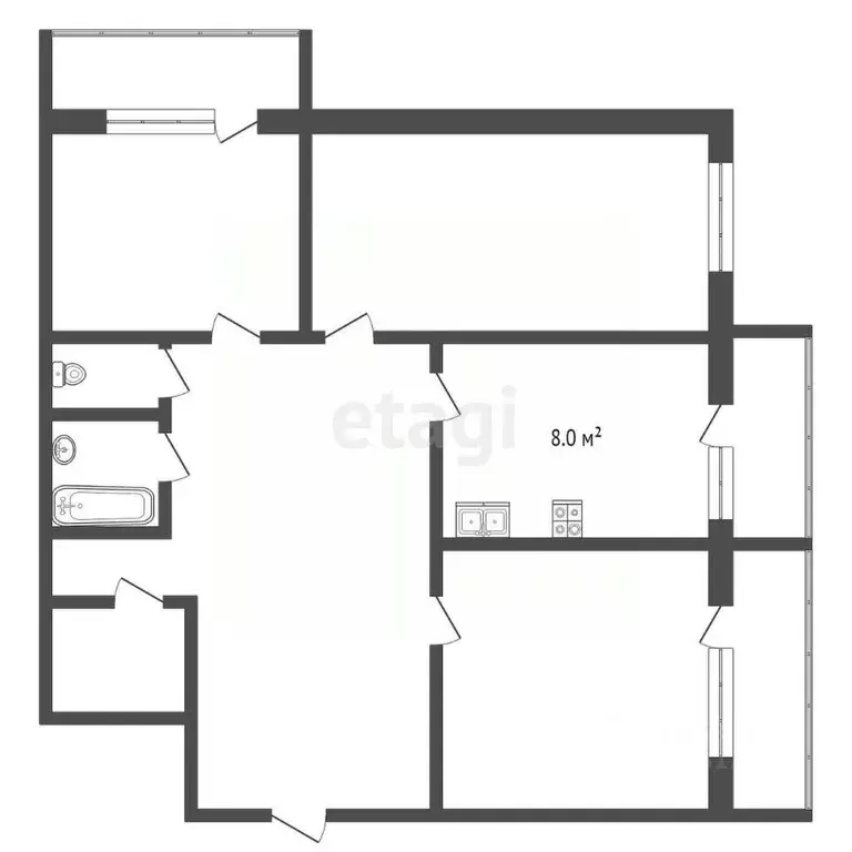 3-к кв. Ставропольский край, Ессентуки Октябрьская ул. (71.6 м) - Фото 2