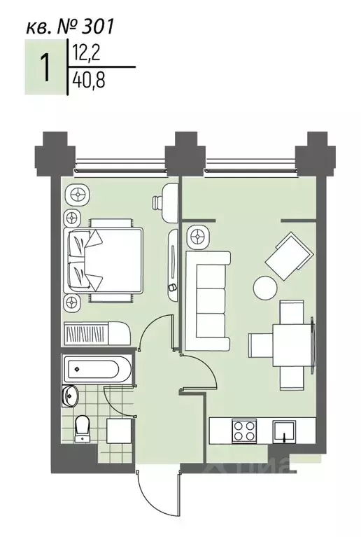 1-к кв. Нижегородская область, Нижний Новгород Спортивный мкр, ... - Фото 1