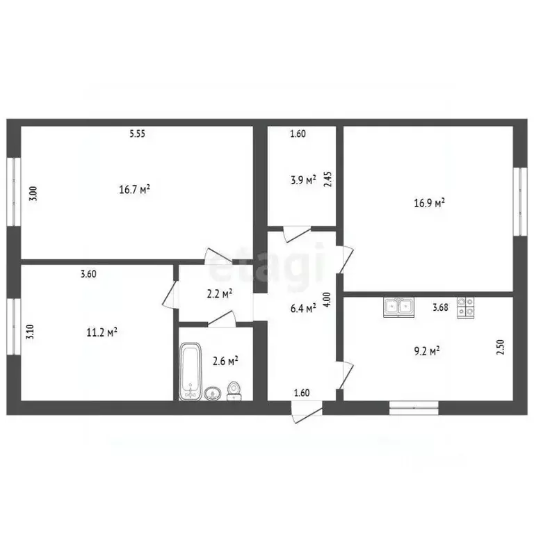 3-к кв. Крым, Советский пгт ул. 50 лет СССР, 15 (69.1 м) - Фото 2