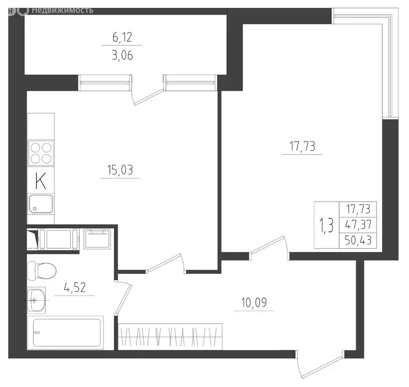 2-комнатная квартира: Красное Село, улица Лермонтова, 15к2 (50.43 м) - Фото 1