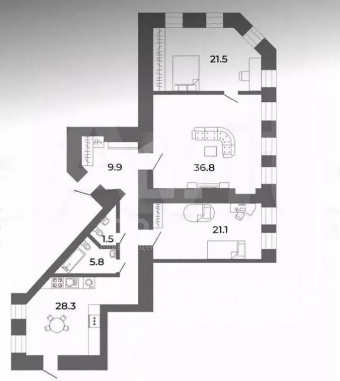 3-к кв. Санкт-Петербург пер. Басков, 37-39 (125.0 м) - Фото 2