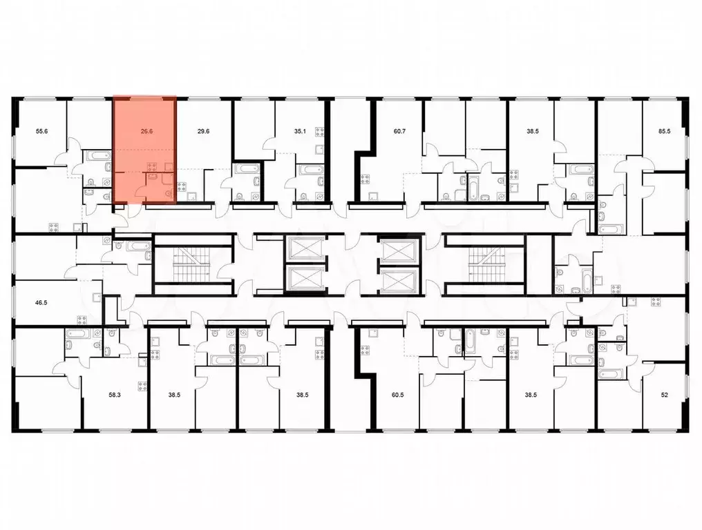 Квартира-студия, 26,6 м, 12/32 эт. - Фото 1
