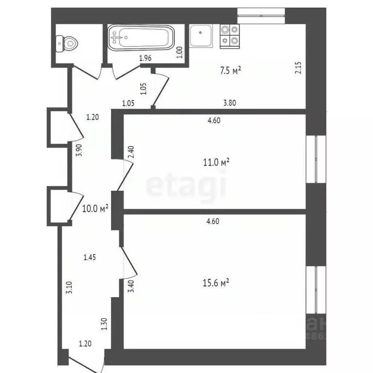 2-к кв. Московская область, Дмитров Гравийная ул., 27 (47.9 м) - Фото 2