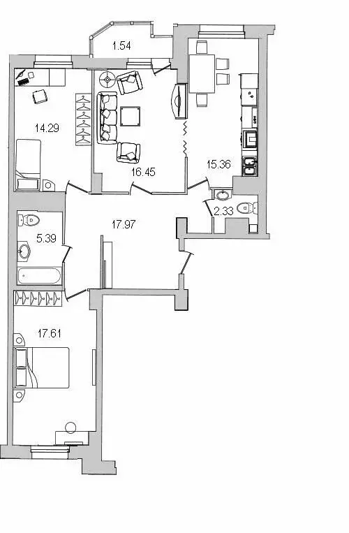 3-комнатная квартира: Санкт-Петербург, улица Руднева, 18 (92 м) - Фото 0