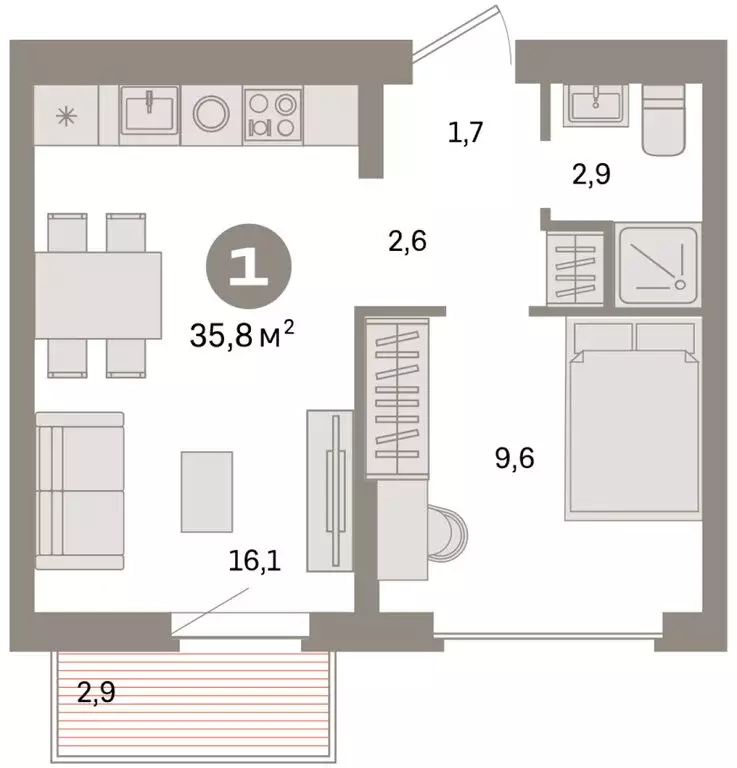 1-комнатная квартира: Екатеринбург, жилой район Сортировочный, ... - Фото 2