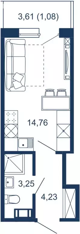 Квартира-студия: Сестрорецк, улица Инструментальщиков, 18 (23.32 м) - Фото 0