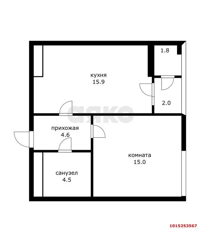 1-комнатная квартира: Краснодар, Школьный микрорайон, Школьная улица, ... - Фото 1