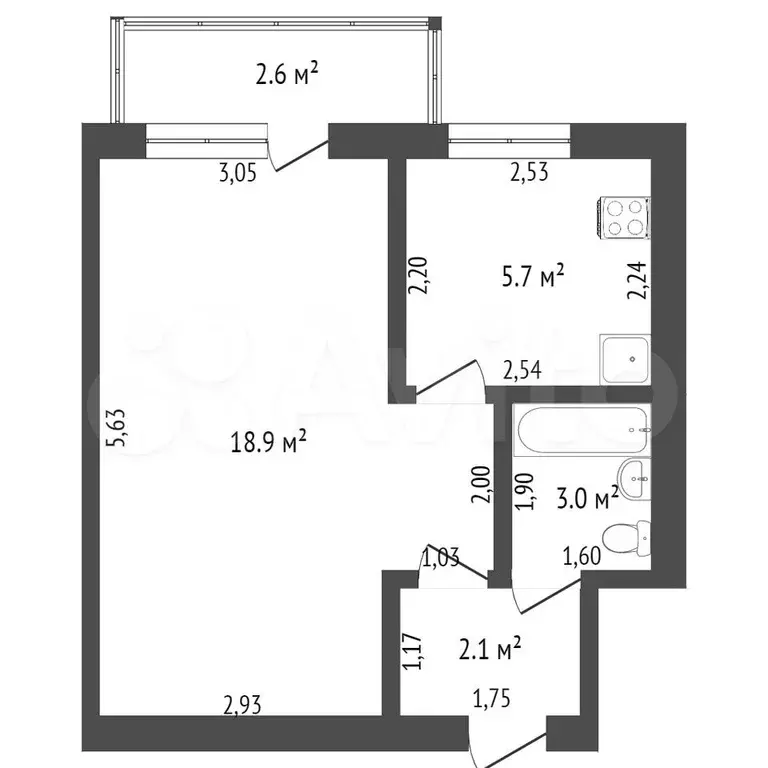 1-к. квартира, 38,1 м, 5/9 эт. - Фото 0