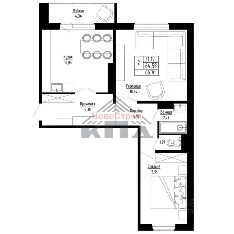 2-к кв. Новосибирская область, Новосибирск ул. Николая Сотникова, 36/1 ... - Фото 1