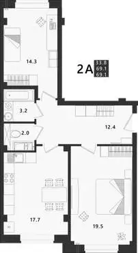 2-к кв. Псковская область, Псковский район, Завеличенская волость, д. ... - Фото 1