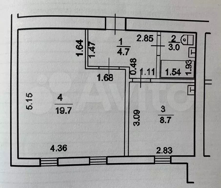 1-к. квартира, 36,1 м, 5/5 эт. - Фото 0