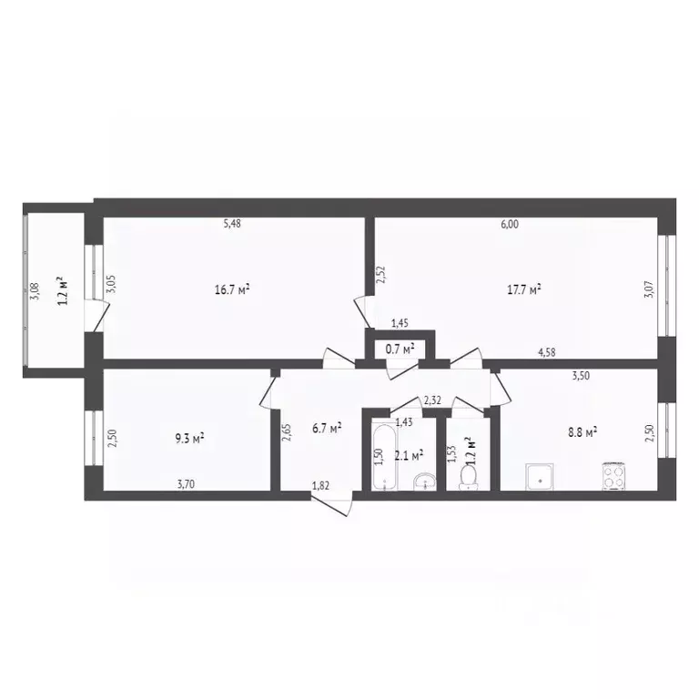 3-к кв. Брянская область, Дятьково 13-й мкр, 23 (60.7 м) - Фото 1