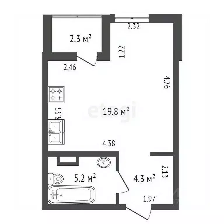 Студия Санкт-Петербург ул. Среднерогатская, 13к1 (29.3 м) - Фото 1