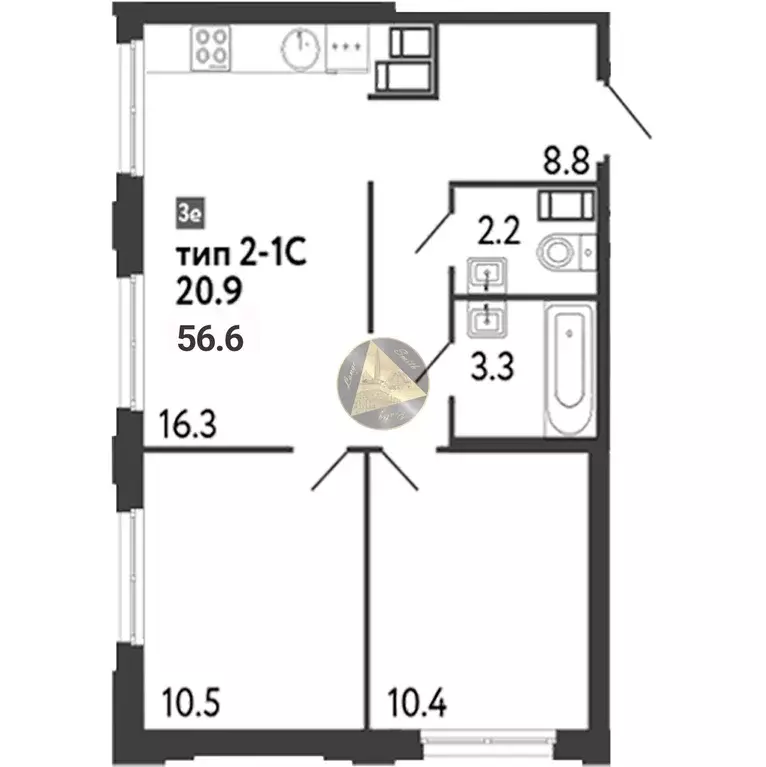 Продаётся 2-к квартира, 56.65 м - Фото 1