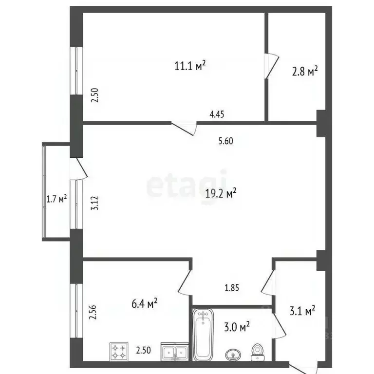 2-к кв. Санкт-Петербург Малая Охта тер., ул. Казанская, 8 (45.6 м) - Фото 1