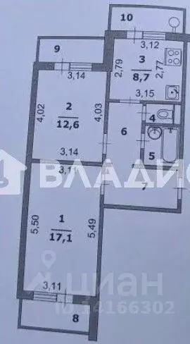 2-к кв. Белгородская область, Белгород бул. Юности, 37 (51.2 м) - Фото 2