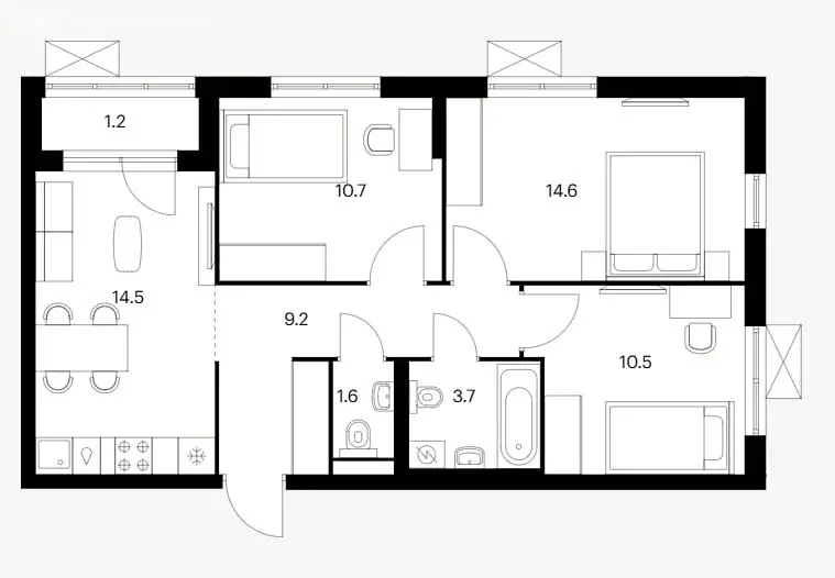 3-комнатная квартира: Ярославль, улица Академика Колмогорова, 24 (66 ... - Фото 1