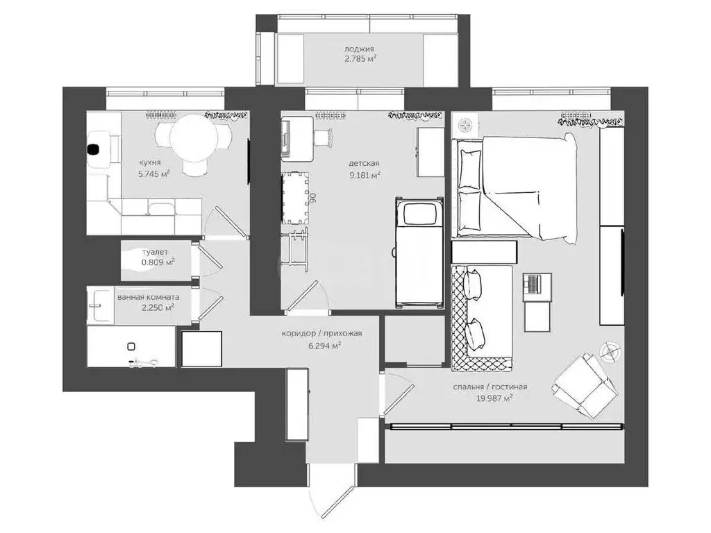 2-комнатная квартира: Казань, улица Азата Аббасова, 12 (50.6 м) - Фото 1