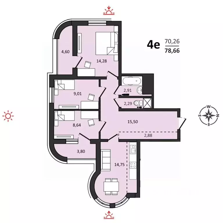 4-к кв. Хабаровский край, Хабаровск ул. Быстринская, 2 (78.66 м) - Фото 0