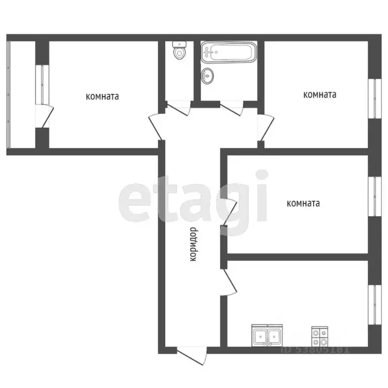 3-к кв. Ростовская область, Батайск ул. Гайдара, 35/141 (64.0 м) - Фото 1