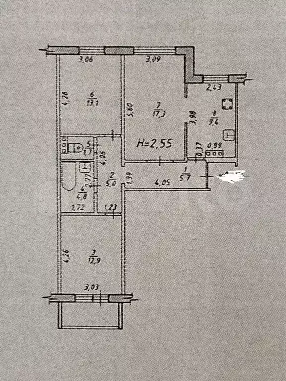 3-к. квартира, 69,9 м, 8/10 эт. - Фото 0