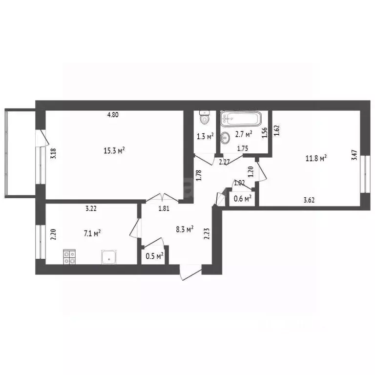 2-к кв. Кемеровская область, Юрга Ленинградская ул., 35 (47.7 м) - Фото 2
